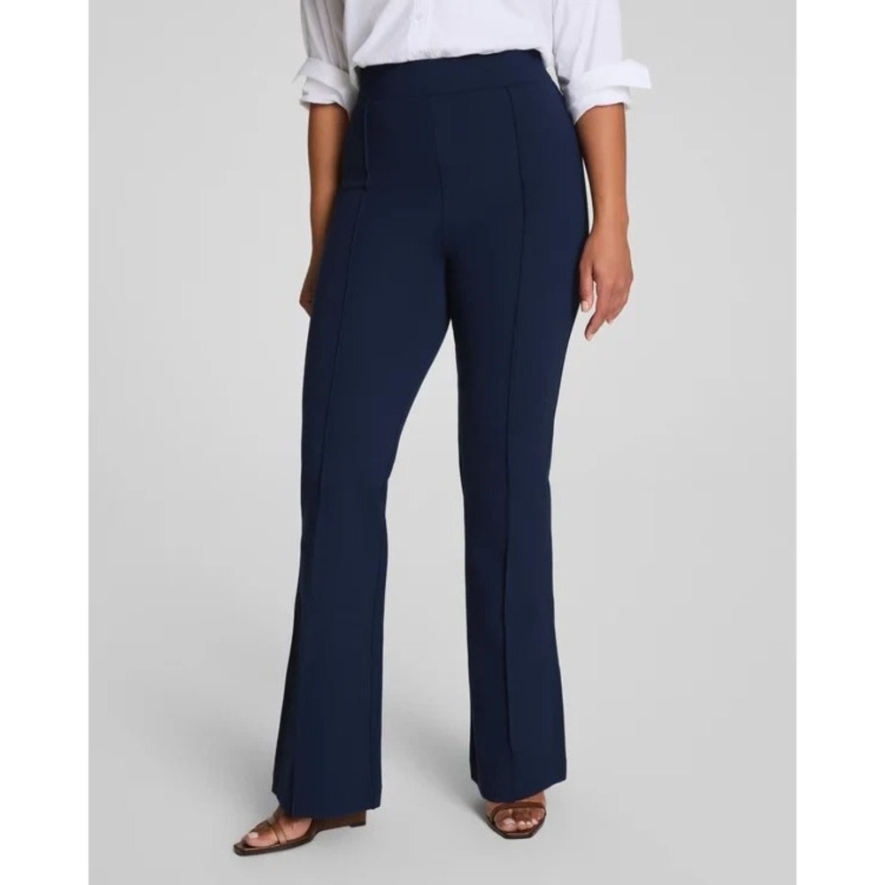Spanx Supersmooth Perfect Fit Ponte Flare Pant XL Navy Stretch Pull On High Rise